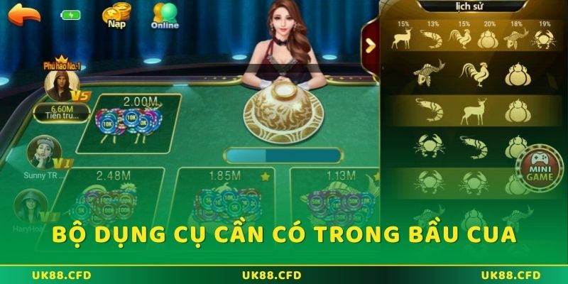 Bộ dụng cụ chơi Bầu Cua UK88 cần phải biết